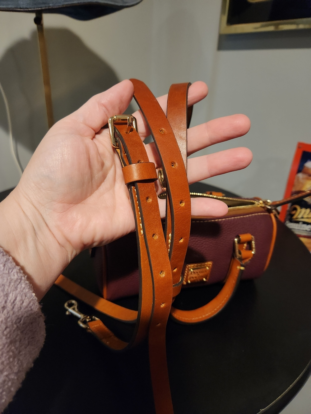 Dooney & Bourke Mini Barrel Crossbody Bordeaux Leather (R2628 BX) - Picture 6 of 10